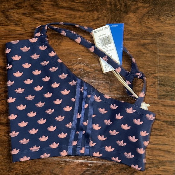 NWT Adidas Navy Blue and Peach Crop Top (XS) - Picture 5 of 5